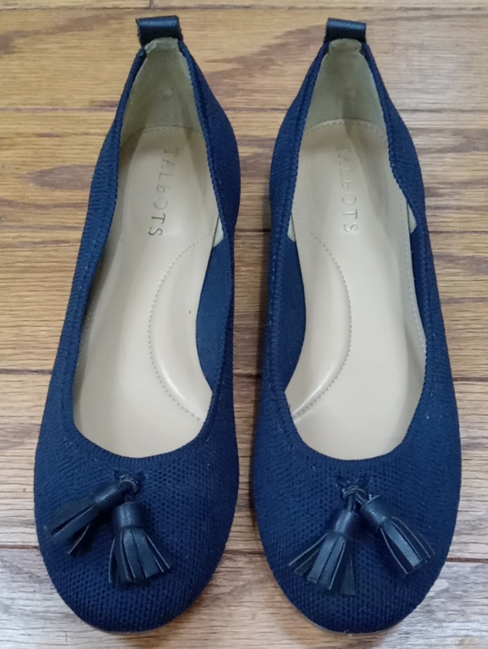 Talbots Navy Tassel Ballet Flats - Textured Slip-On Loafers Size 5.5